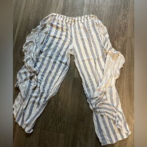 Luxxel Blue and White Textured Pants Perfect for the beach or pool day